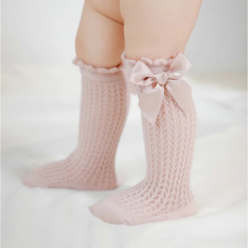 Baby Sock Oximeter - Medias blancas con lazo coreano de